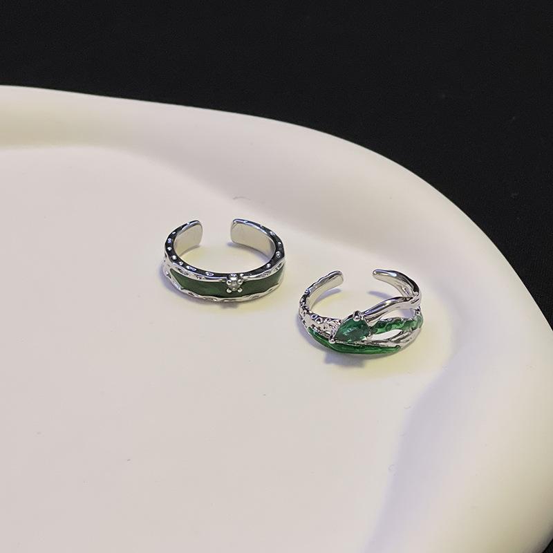 Slytherin Spersonalizowany Pierścionek z Glazurą Kapiącą Niszowy Design Zimny Wiatr Inkrustacja Zaawansowane Poczucie Pierścionek na Palec Wskazujący Węża Damski