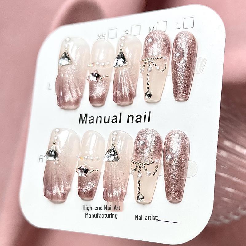 

Elegant Fairy Skirt-Style Nail Tips: Handmade Light Therapy Manicure with Whitening Tone and Wearable Nail Stickers Small S