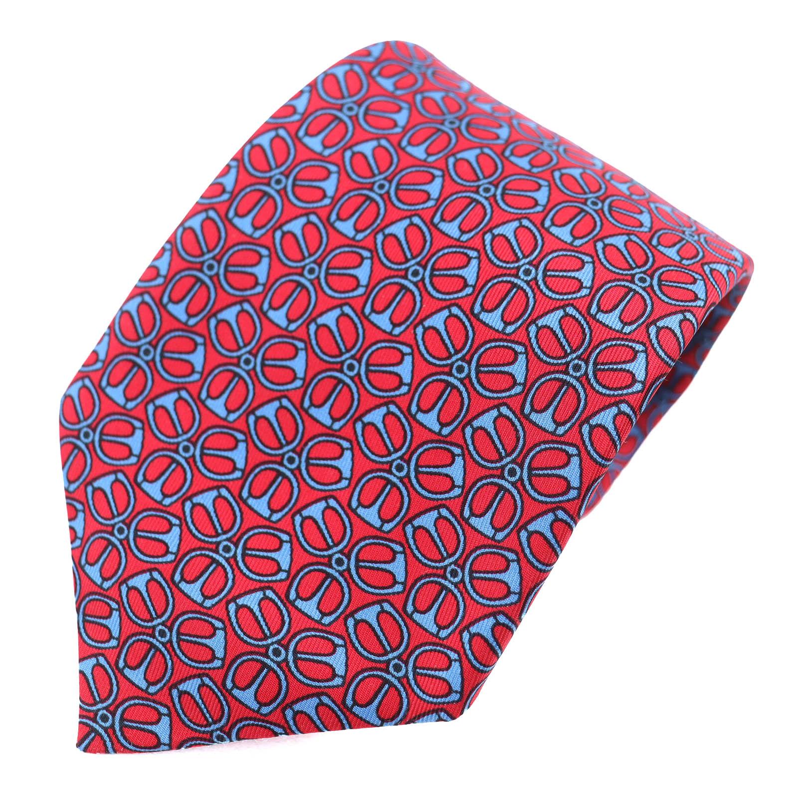 

Pristine HERMES tie All-over pattern design Red series silk mens 7297 EA Used