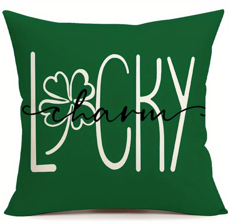 Double-Sided Printed Pillowcase Living Room Sofa Chair Decor Buffalo Plaid Lucky Clover Hat St Patricks Day Throw Pillow Covers