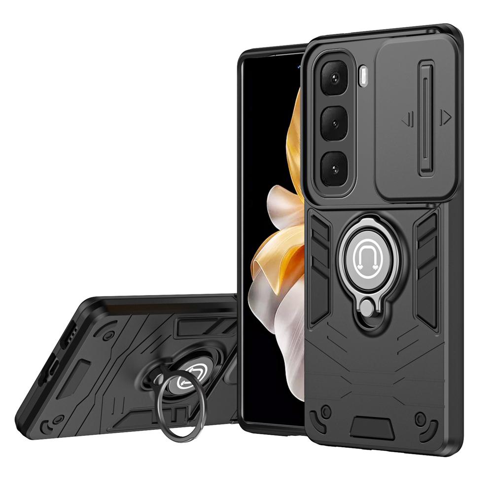KEYSION Shockproof Armor Case for Infinix hot 60i 4G Camera Protection Ring Stand Phone Back Cover for Infinix Hot 60 Pro+ 60 5G