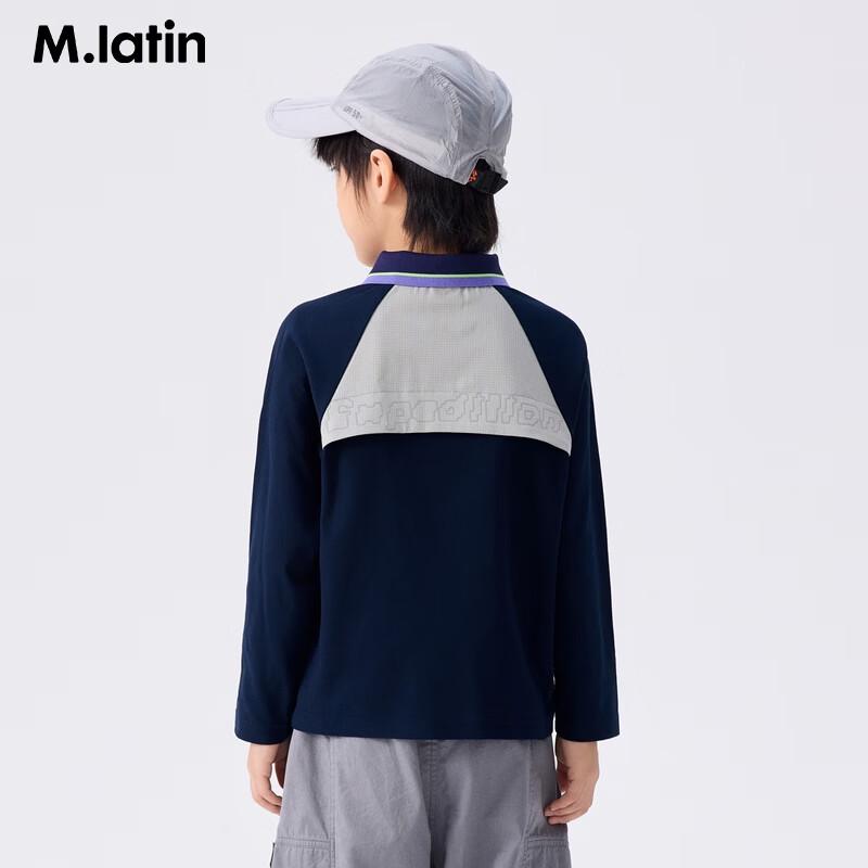 M.Latin Boys' Spliced Mesh Long Sleeve Polo T-Shirt