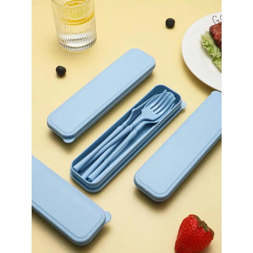 1pcs Knife, fork, spoon and chopsticks plastic tableware set, reusable, suitable for picnics, camping, and student supplies