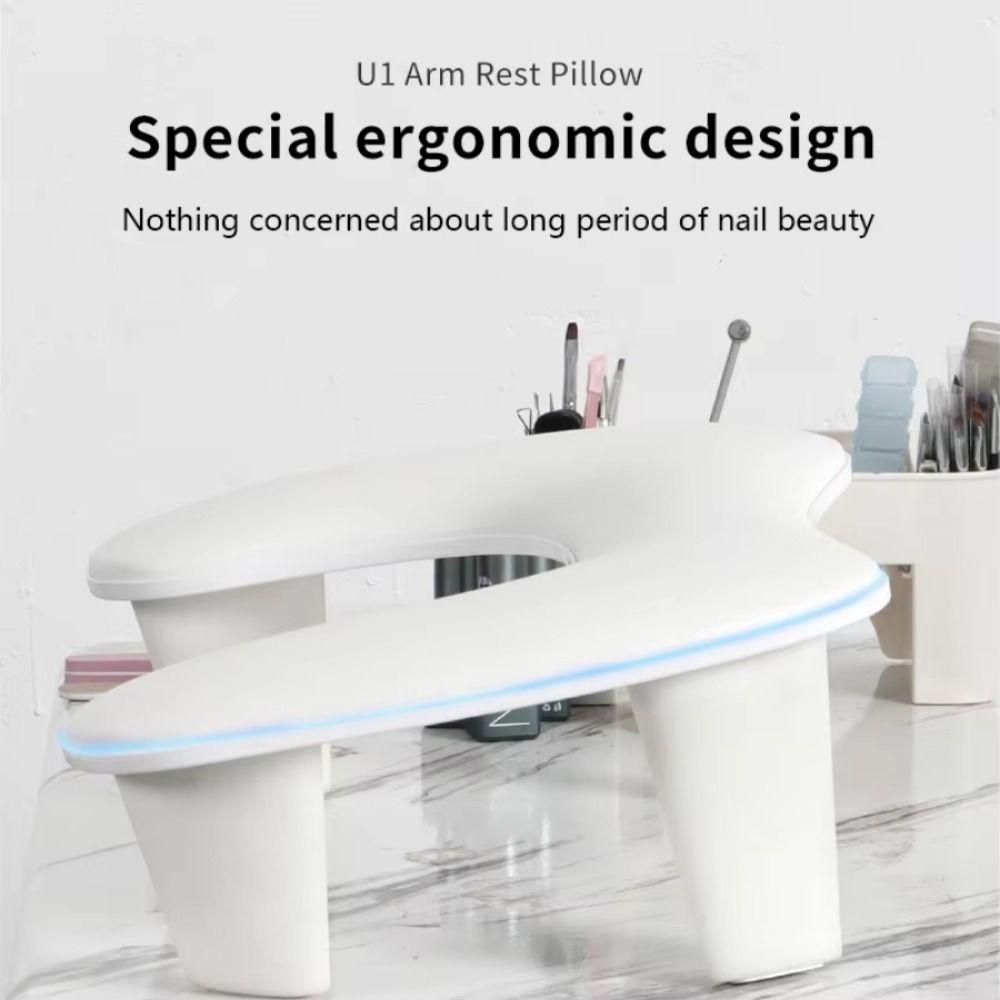 Height Adjustable U-Shaped Nail Arm Rest PU Surface Manicure Hand Rest Cushion  Nails Tech