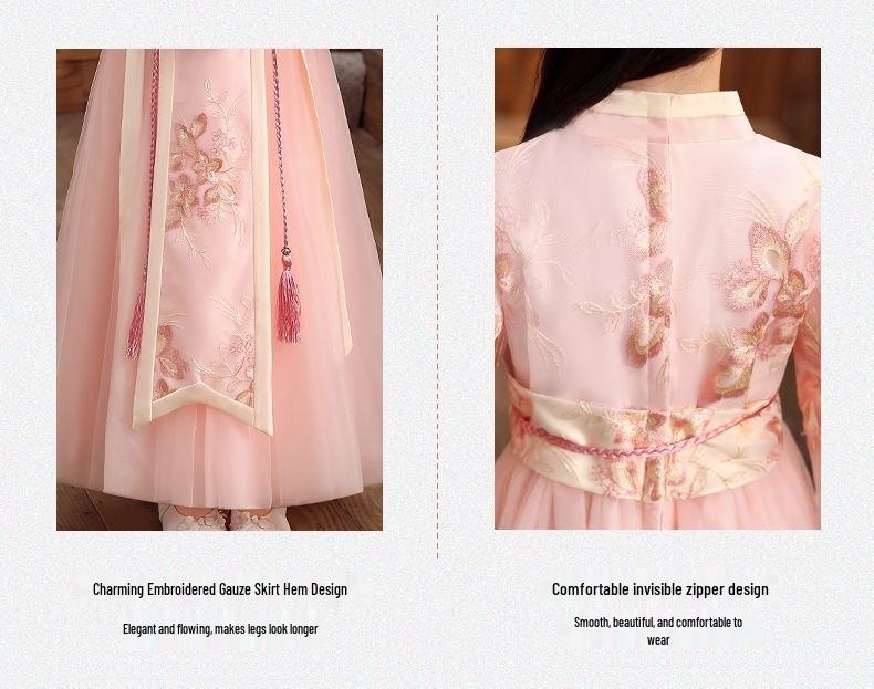 Children's Hanfu Tang Suit Dress - Fairy Style for 12-Year-Old Girls, Ruqun for Spring, Autumn, and Winter