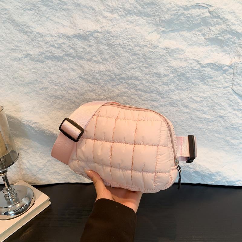 Macaron small backpack women s summer new simple bubble cloud fanny pack fashionable checkered breast bag розовый 2298₽