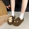 Popular fashion bow Mao Mao shoes outer wear 2025 autumn and winter new one-pedal Doudou shoes velvet cotton slippers
