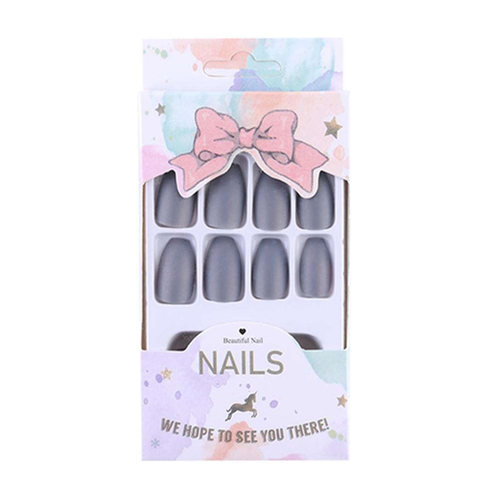 Buy 24pcs Nail Patch Solid Color DIY Scrub Ballet SelfAdhesive Fake