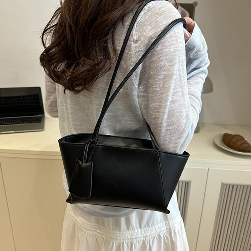 Simple Stylish Solid Color Tote Bag Luxury Casual Pu Leather Shoulder Bag Leisure High-end Women's Underarm Bag