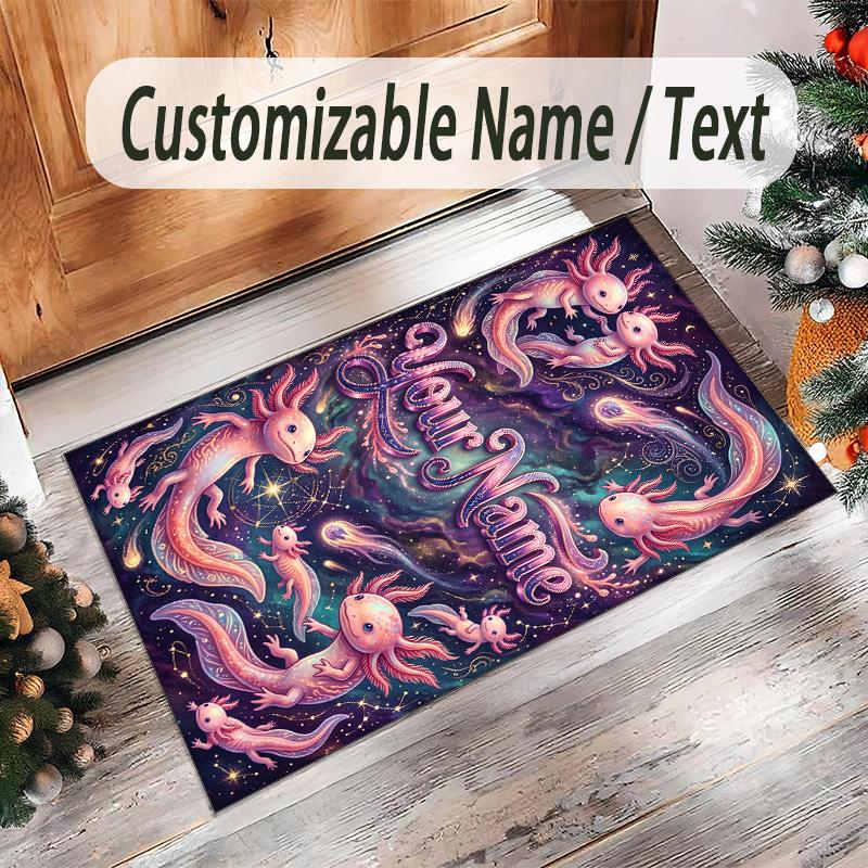Fantasy Magic Theme Crystal Velvet Rug Personalized Custom Name Text Soft Floor Mat Home Decor