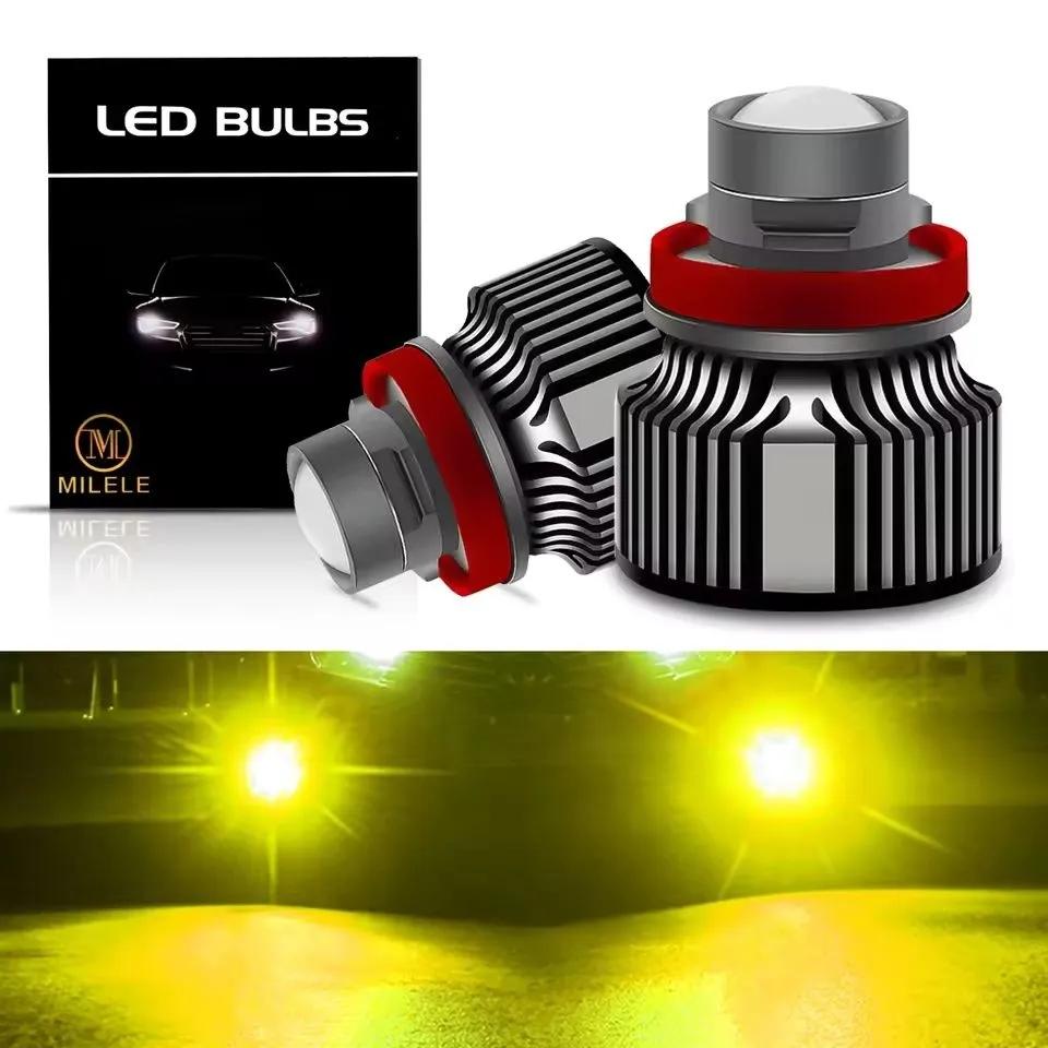 

H8 H11 CSP Laser Lens LED Fog Light Bulbs Turbo Fog Lamp 3000K yellow Car 12V T3,2pcs. жовтий