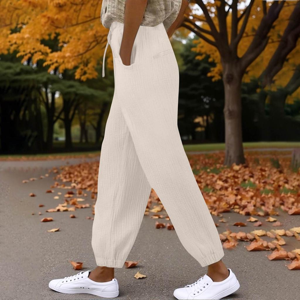 Women's Pants Fashion Casual Pants Solid Color Drawstring High Waist Pants With Pockets