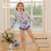 Little Naive Girls' Long Sleeve Sun Protection Swimsuit Set