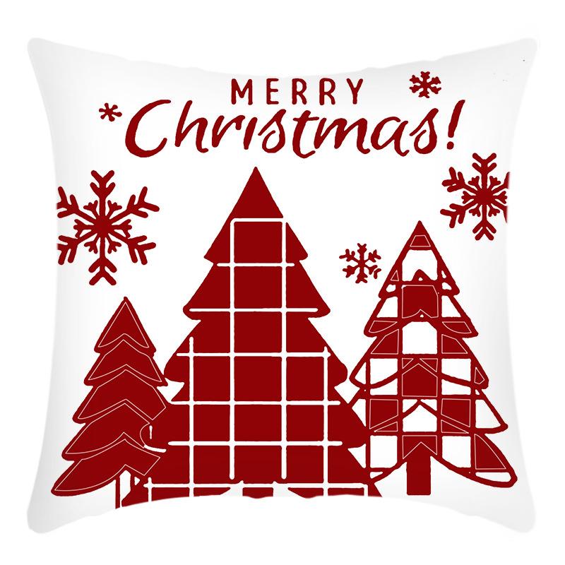 New Christmas Snowman Castle Santa Line Print Pillow Home Sofa Cushion Cover