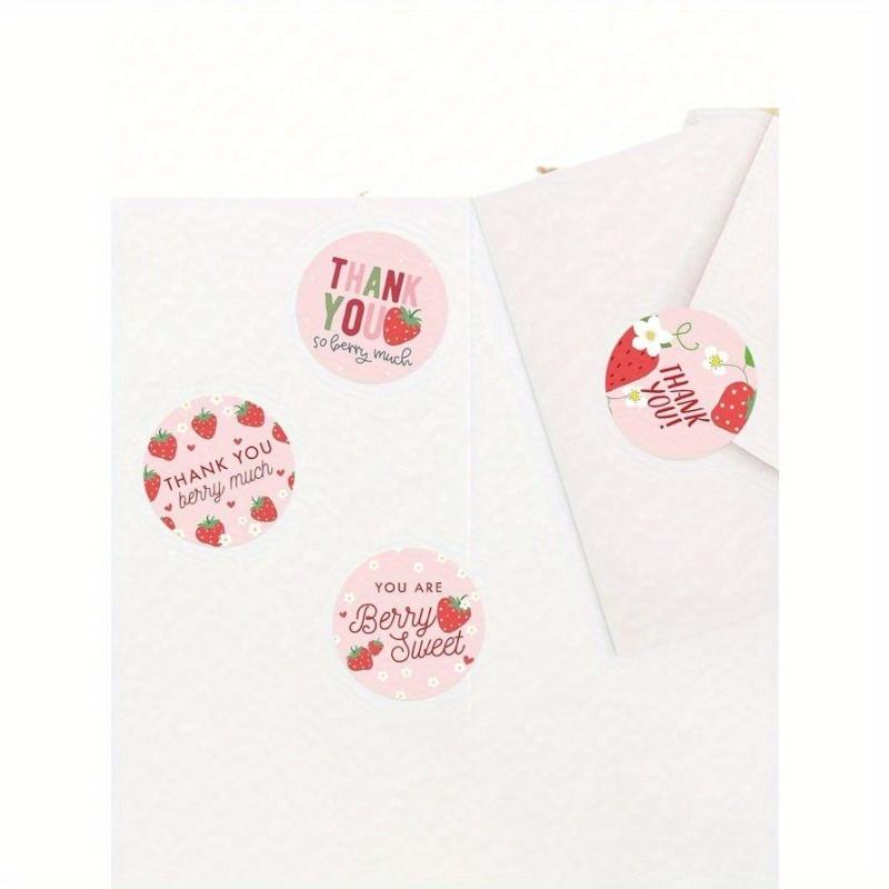 500pcs/Roll Strawberry Thank You Stickers, Non-Adhesive Seal Stickers, Fruit Decorative Stickers Suitable for Birthday Gifts, Party Cakes