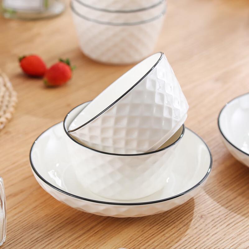 Jieyaji C113 Diamond Black Line 26-Piece Ceramic Dinnerware Set