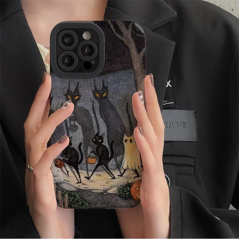 Super Funny Night Cat Elf Fox Soft Case For iPhone 15 16 Pro Max 14 13 12 11 7 8 Plus SE X XS XR Shockproof Silicone Cover Cases