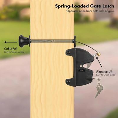 Gate Latch for Wooden Fence Self-Locking Gate Locks Heavy Duty Privacy Protection Hardware for Toolshed Pool Backyard Farmhouse