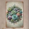 Vintage Succulent Cacti Metal Wall Sign 8x12 Rustic Iron Plant Art for Home Kitchen Garden Garage Decor