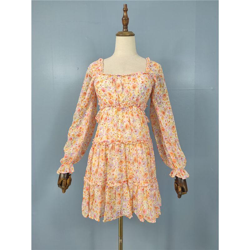 

Экспорт Однотонный Милый Модный Новинка Молодежный Маленький Красивый Лепесток Длинные рукава Открытая спина Вырез на талии Платье Color X L