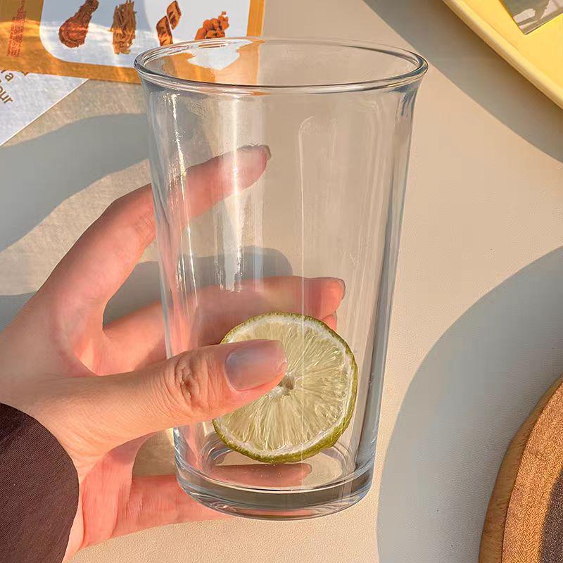 Trendy Clear Glass Cup with Letter Print for Juice, Milk, and Coffee