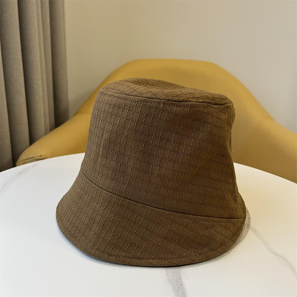 Plaid splicing casual fashion retro versatile street outing basin hat bucket hat bucket hat sun hat