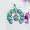 Natural Turquoise Horse Shoe Pendant, 925 Sterling Silver Cluster Pendant, Kingman Turquoise Multi Stone Pendant, Wedding Pendant