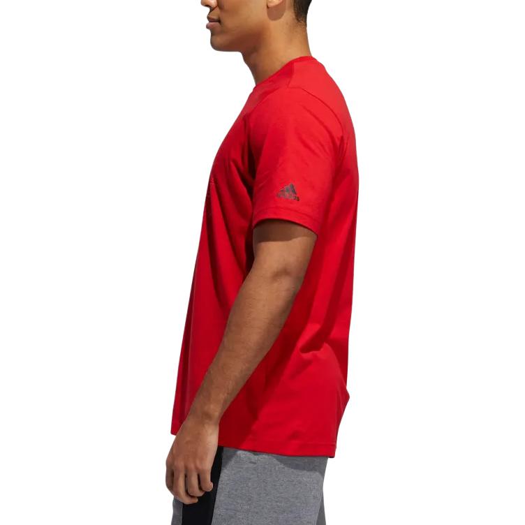 adidas T Shirts Men's Red Crew Neck Moderate Straight Fit GE4111