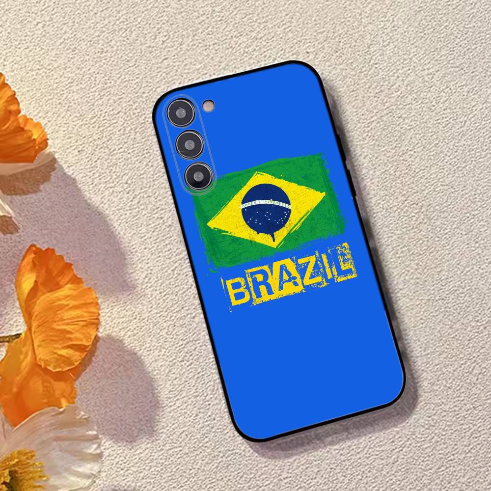 

Brazil Flag Support Phone Case Black Silicone Soft For Samsung Galaxy A73,A72,A71,A70,A53,A52,A51 Samsung a52