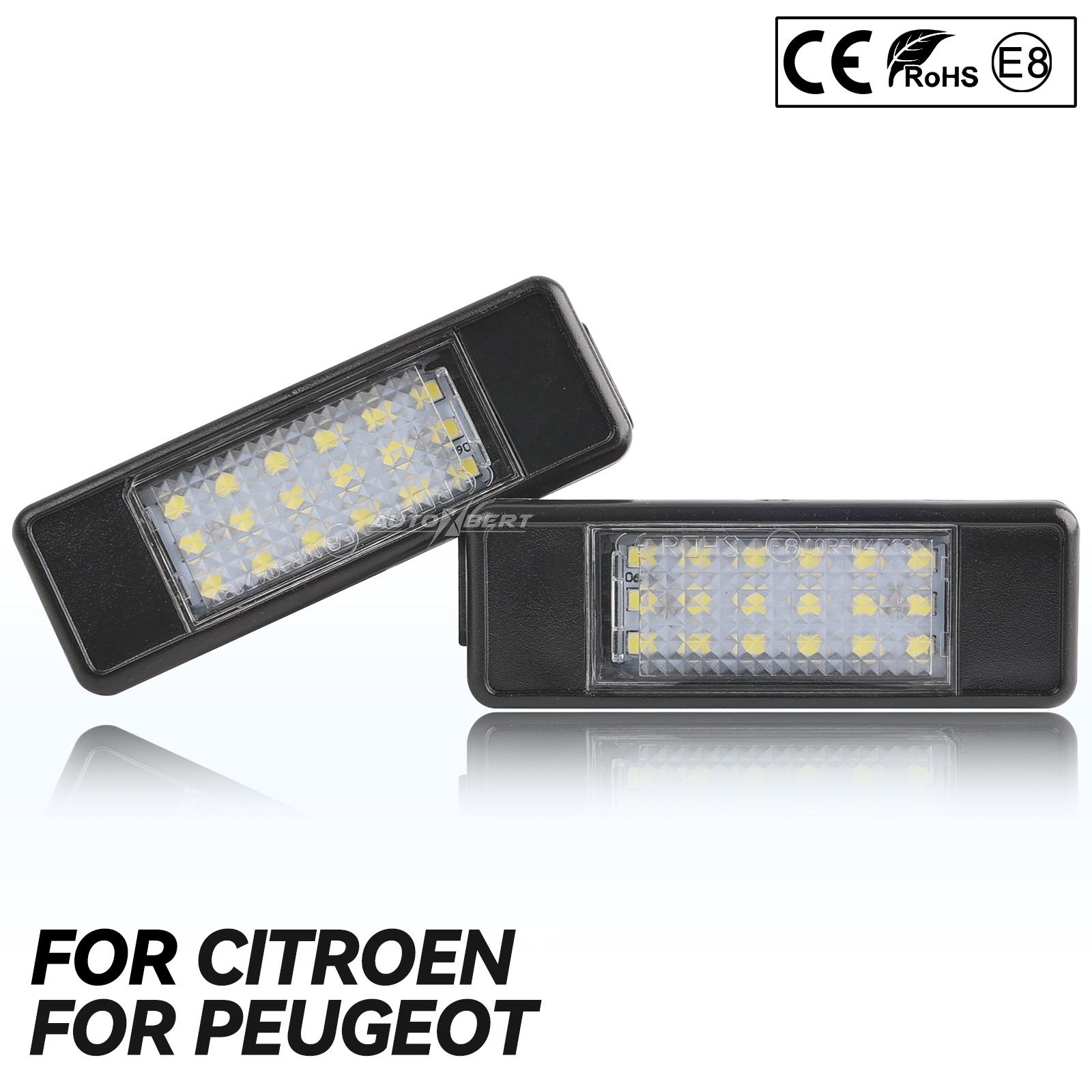 

2x Canbus светодиодный светильник для номерного знака, ксеноновая белая автомобильная лампа для Citroen C2 C3 C4 C5 C6 C8 для Peugeot 106 1007 307 308 406 407 белый