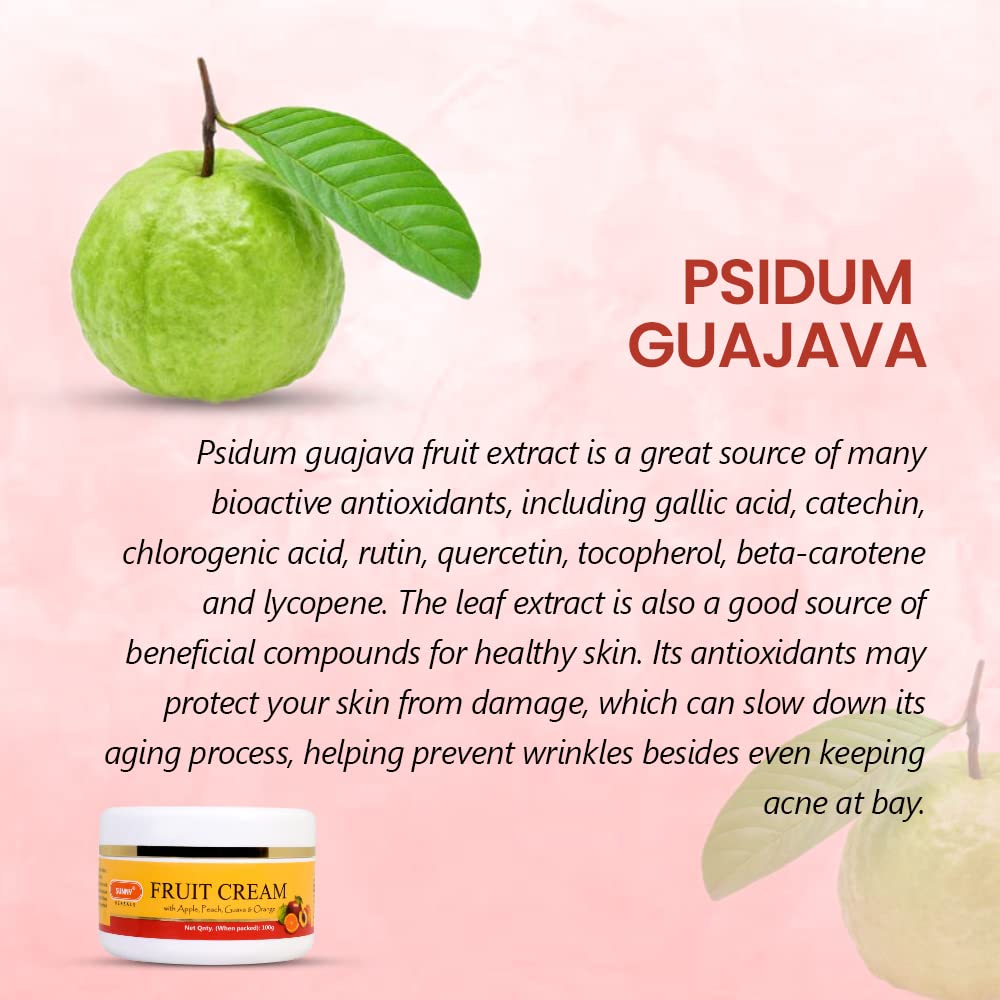 Sunny Fruit Cream 100 gm Pack of 2 for Hydration and Youthful Glow with Apple Peach Guava Orange Extracts