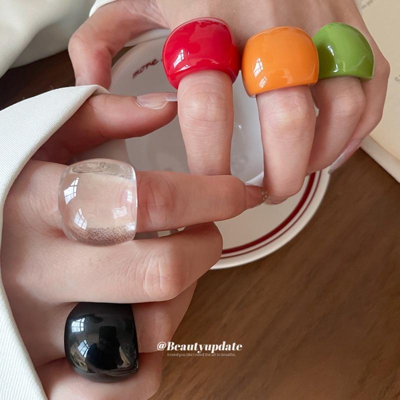 Anello ovale geometrico in resina dopaminica - anello per dito indice fresco stile mori girl