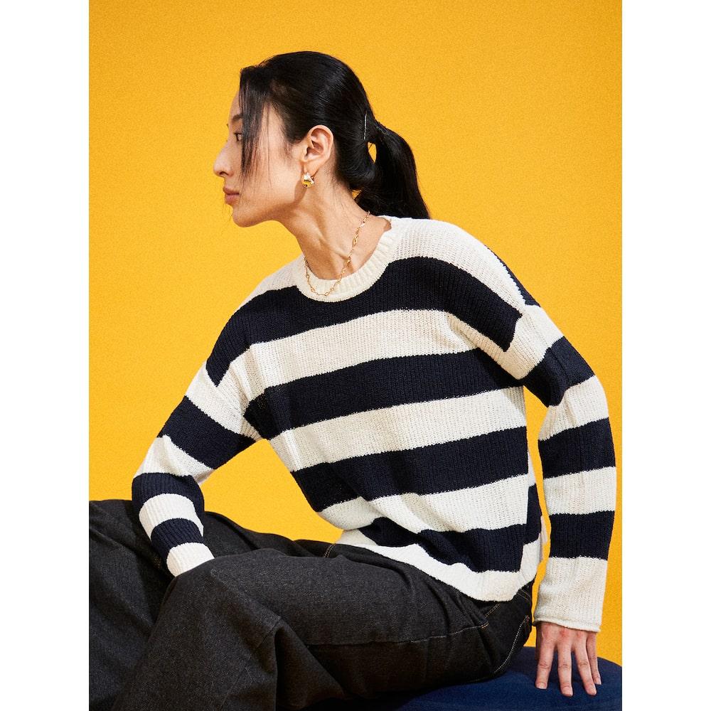 8Seconds Colorblock Round Neck Pullover Navy Navy/L