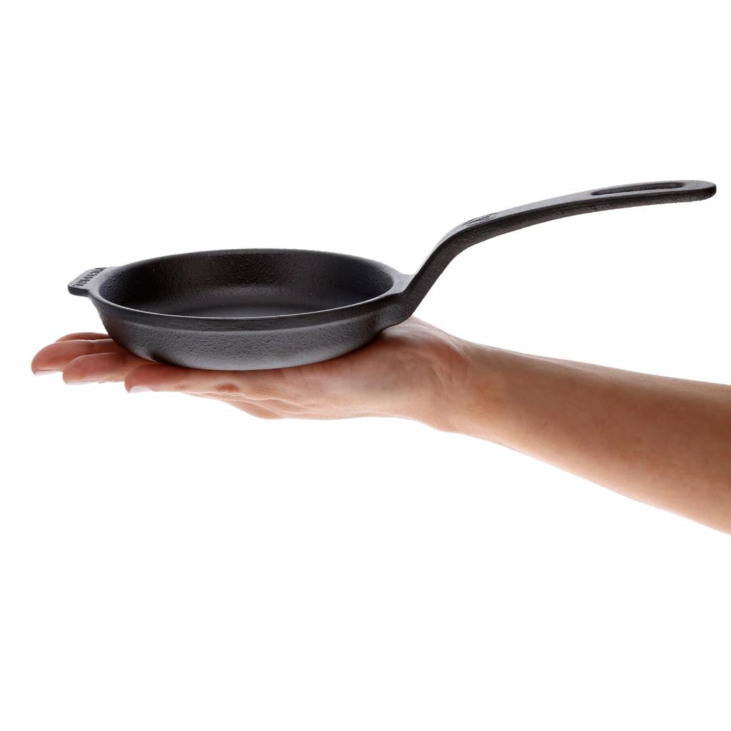 VICTORIA Cast Iron Skillet 4.8 Inch 12.3cm SKL204, Pre-Seasoned Long Handle Mini Frying Pan Made in Colombia