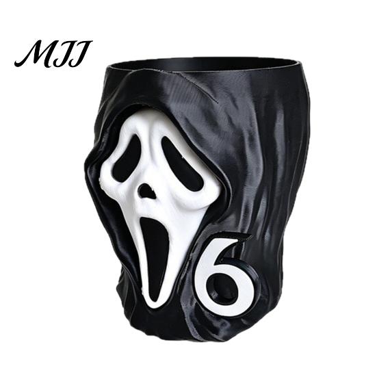 Festive Halloween Ornament 3D Printed Screaming Skull Popcorn Bucket, Decorative Box Table Happy Decoration Ornament, Creative Container for