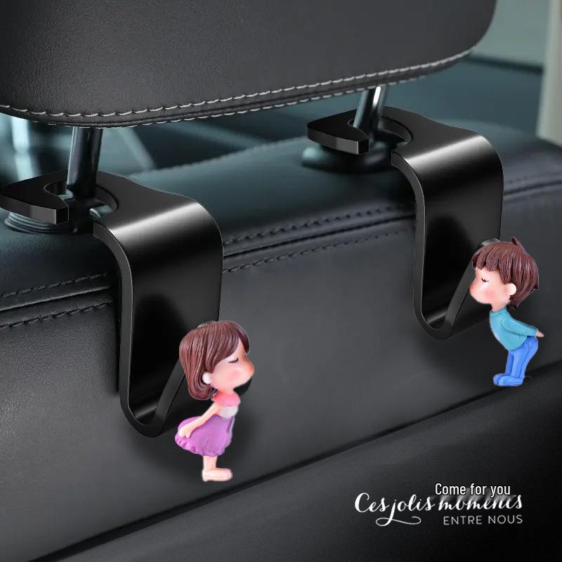 Cute 3D Cartoon Car Seat Back Hooks - Couple Collection