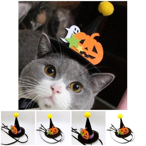 Halloween Party Pet Hat Duchy Dynia Nakrycie głowy Czapka z tkaniny Mały Pies Kot Śmieszny Kostium na Halloween