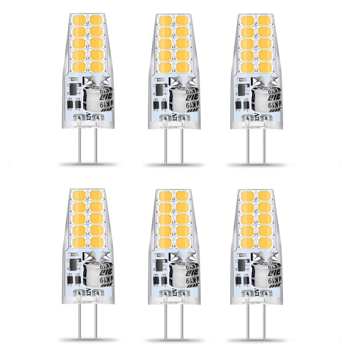 

G4 LED Warm White, 6 x 3.5W LED Bulbs, G4 12V LED Warm White 3000K 20x 2835 SMD Replaces 40W Halogen, 400 Lumens Pin Base Lamp, 360° Lighting Angle,