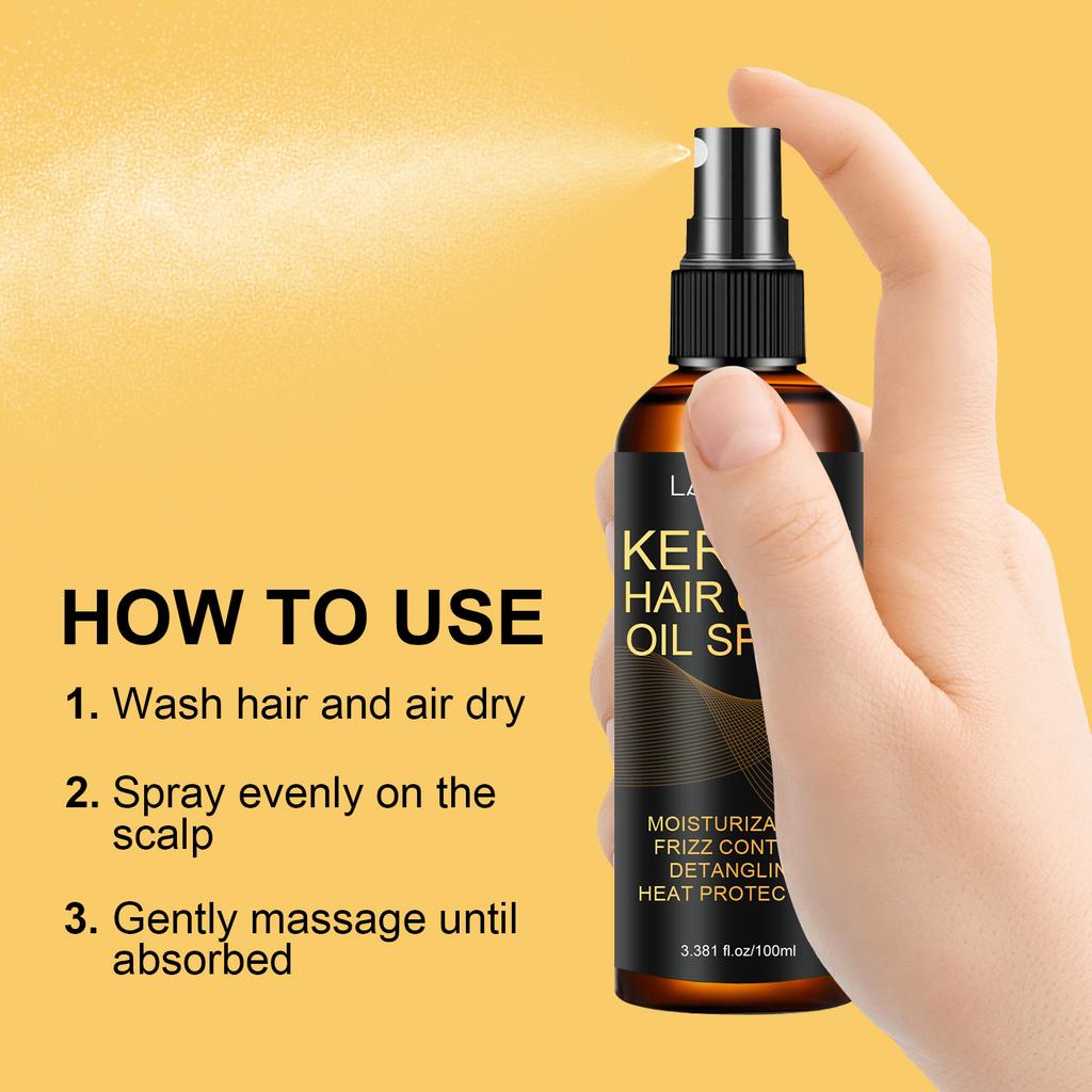 Keratin Hair Care Oil Spray - Deeply Moisturize and Soft Hair, Dry & Damaged Hair,Enhance Hair Shine and Frizz Control - Suitable for All Hair Types