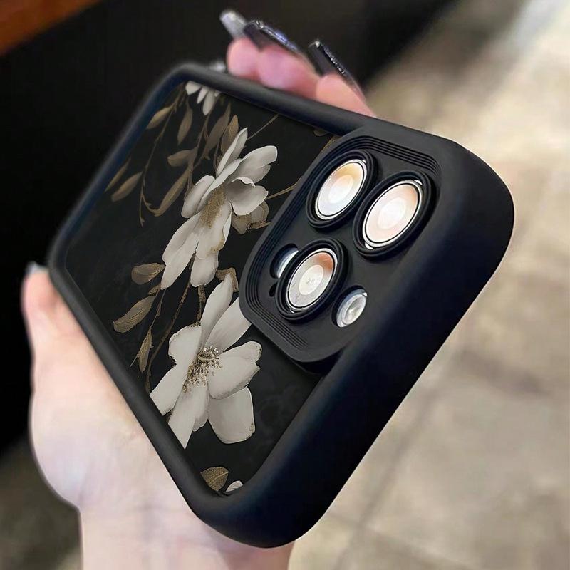Magnolienblüten Grafik Handyhülle für iPhone 16 15 14 13 12 11 x XR Xs SE2 SE 8 7 plus pro Max mini Silikon Rückseite
