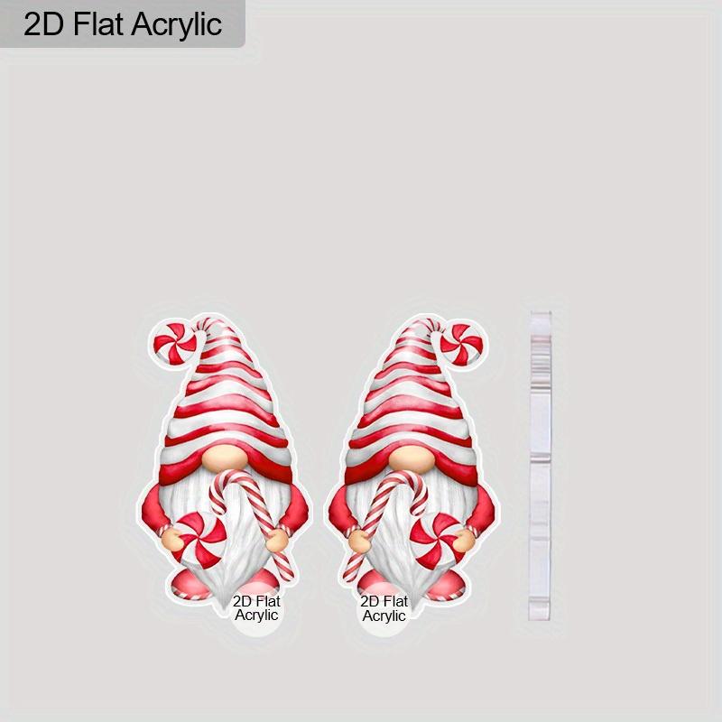 2D Flat Christmas Pink Gnome Candy Cane Dangle Earrings, Lightweight Acrylic Material,  Ideal for Party Gifts, Jewelry, and Christmas Gifts.