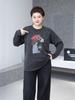 2025 Winter Korean Round Neck Loose Pullover Plus Size Women's Printed Top 