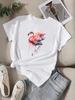 Flamingo Trend Cute 90s Style Short Sleeve Lady O-neck T Shirt Clothing Women Fashion Casual Print Top Graphic Tee T-shirt
