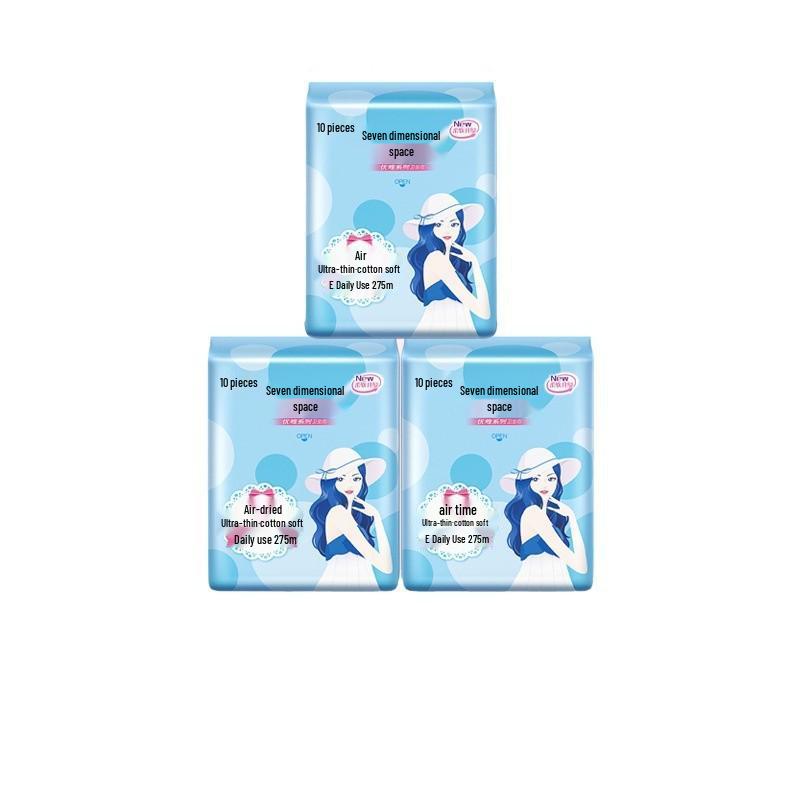 Seven Degrees Space Ultra-Thin Night Sanitary Napkin, 275mm, 10-Pack: Cotton Soft, Breathable & Elegant (QUC8210)