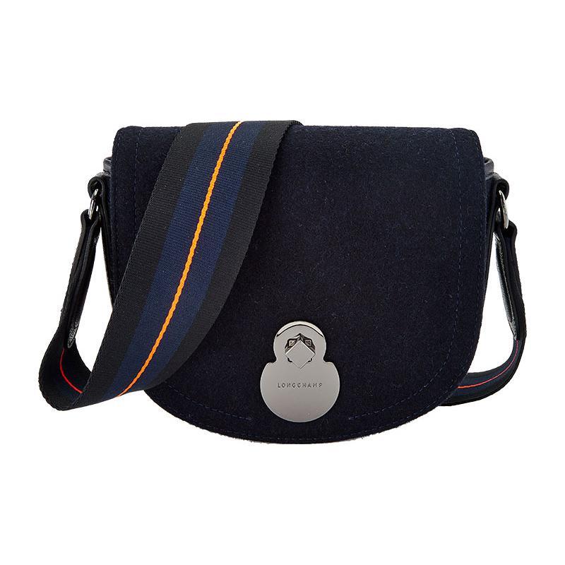 New LONGCHAMP Wool Saddle Bag, Crossbody Bag, Shoulder Bag Women's Black L1395HXM006