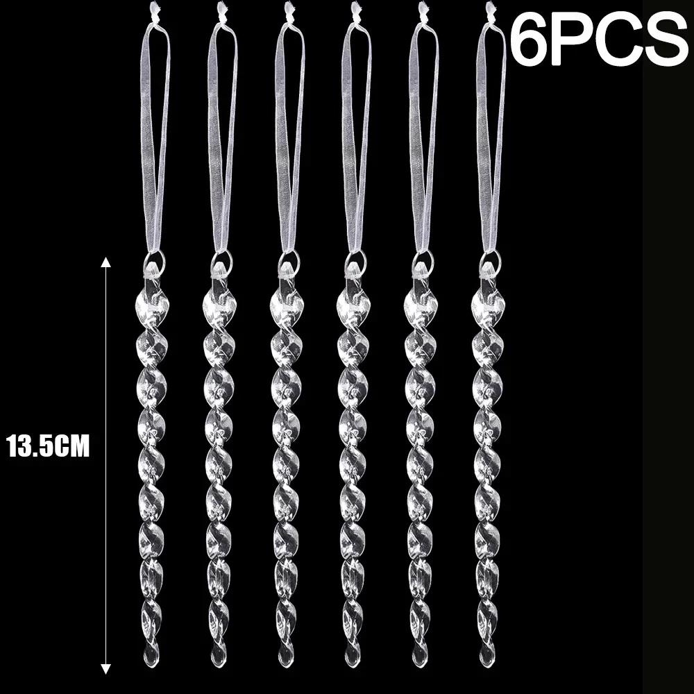 Clear Crystal Snowflake Icicle Pendants Acrylic Shiny DIY Christmas Tree Hanging Ornament Navidad New Year Party Home Decoration