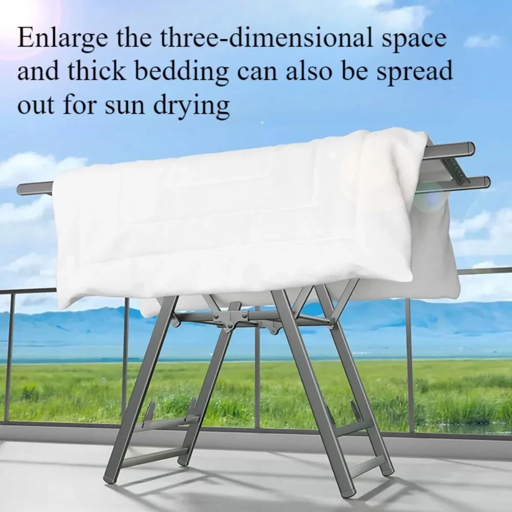 Laundry Stand Foldable Save Space Alloy Drying Rack for Balcony and Bedroom Modern Simplicity Elevated Design Floor Clothes Rack