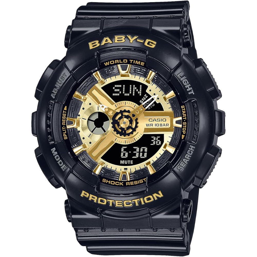 Casio Baby-G BA-110X-1A Women s Watch Black Gold Analog Timepiece