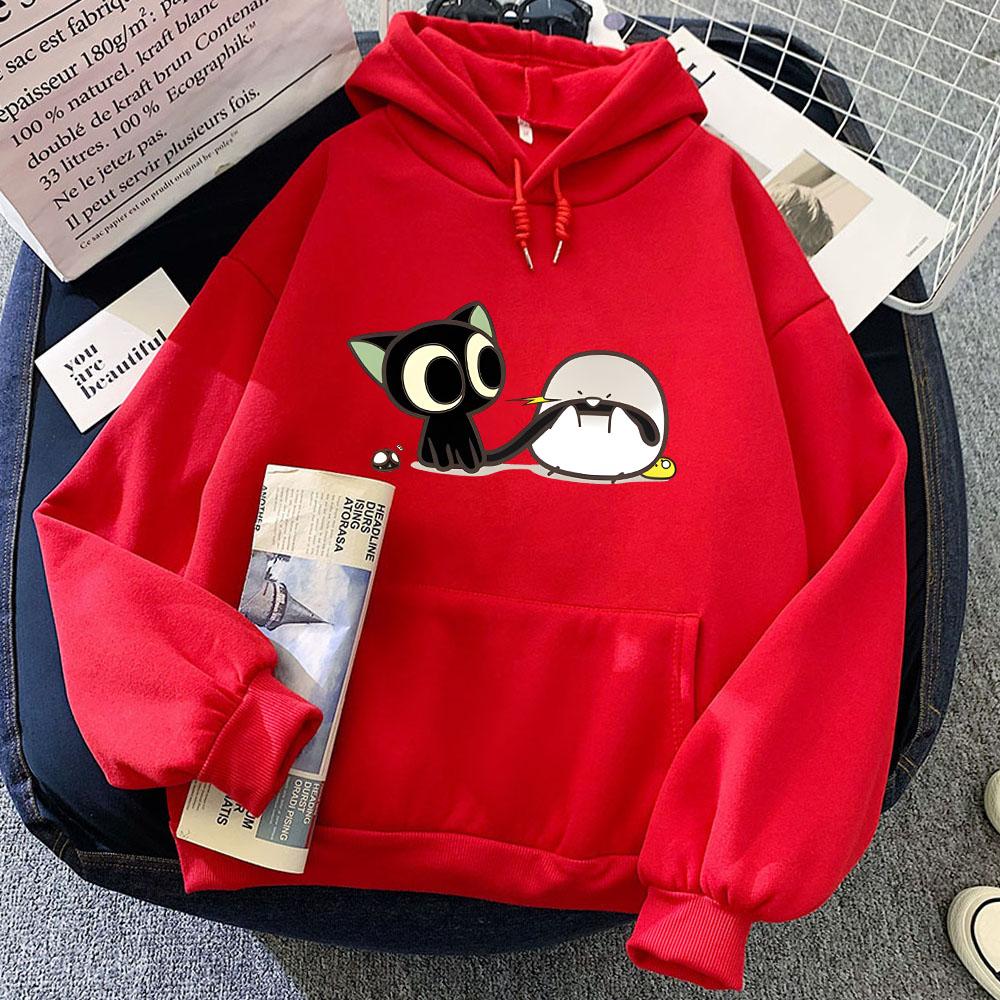 Luo Xiao Hei Cat Anime Printing Hoodies LuoXiaoHei Manga Cartoon Sweatshirts Kawaii Girls Women Clothing