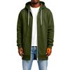 Men's Long Sleeve Longline Hooded Jacket with Double Zipper and Pockets